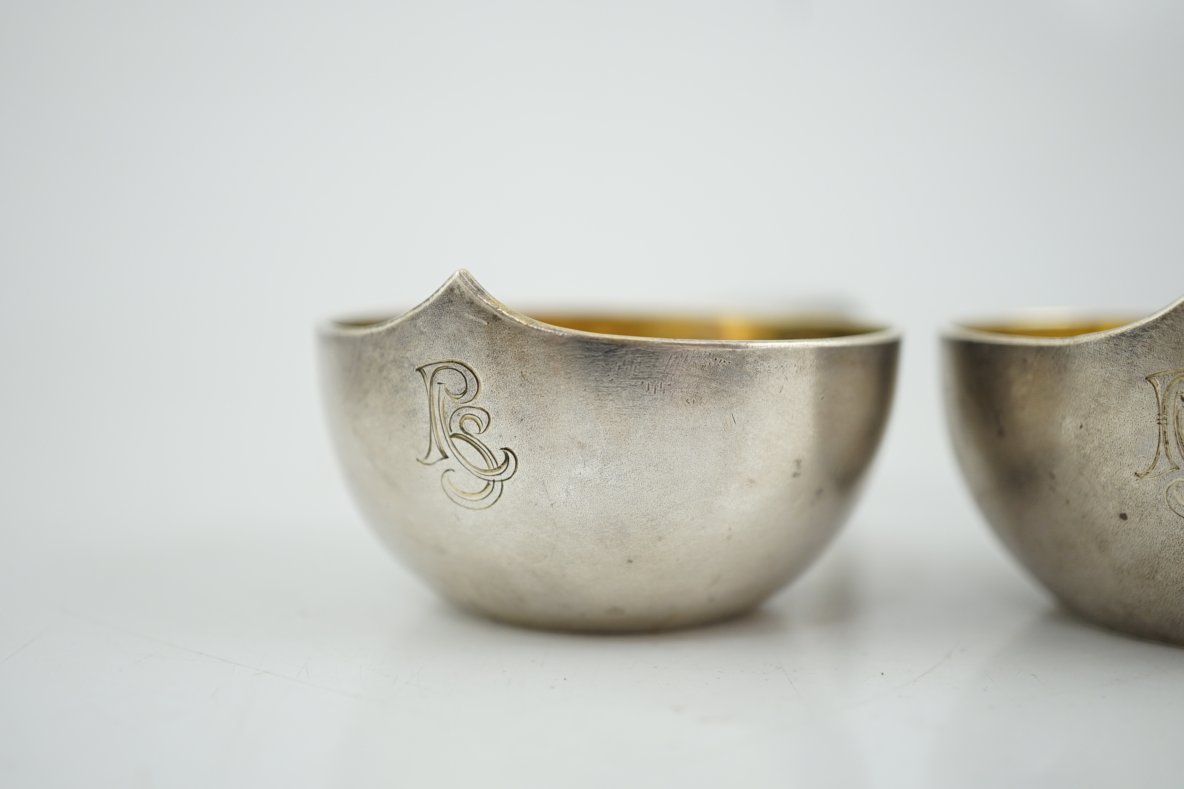 A set of four late 19th century Russian 84 zolotnik silver kovsh cups